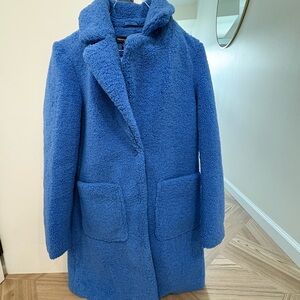 French Connection Blue Teddy Jacket with Structured Collar